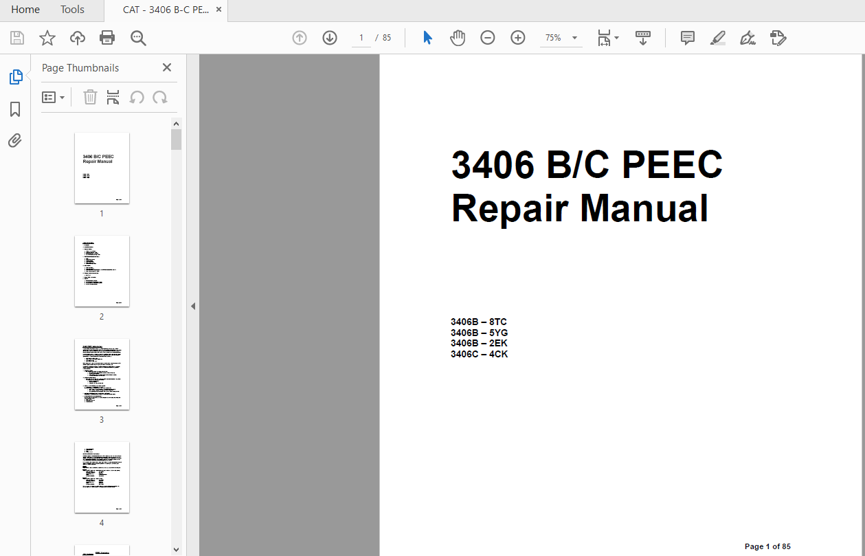 Cat 3406 BC PEEC Repair Manual - PDF DOWNLOAD - HeyDownloads - Manual ...