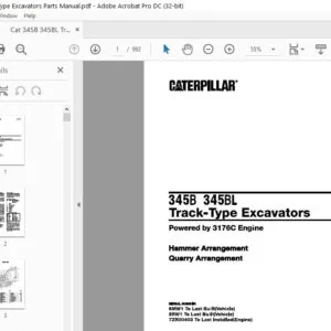 Cat 345B 345BL Track-Type Excavators Parts Manual - PDF DOWNLOAD
