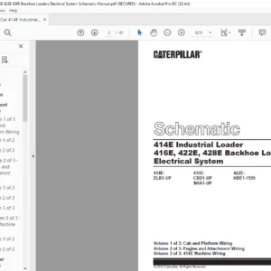 Cat 414E Industrial Loader 416E 422E 428E Backhoe Loaders Electrical System Schematic Manual