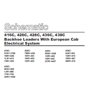 Cat 416C 426C 428C 436C & 438C Backhoe Loader with European Cab Electrical System Schematic Manual