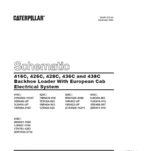 Cat 416C 426C 428C 436C & 438C Backhoe Loaders with European Cab Electrical System Schematic Manual