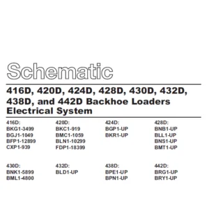 Cat 416D 420D 424D 428D 430D 432D 438D & 442D Backhoe Laoder Electrical System Schematic Manual - PDF DOWNLOAD