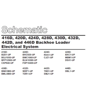 Cat 416D 420D 424D 428D 430D 432D 442D & 446D Backhoe Loader Electrical System Schematic Manual Vol 1 & 2