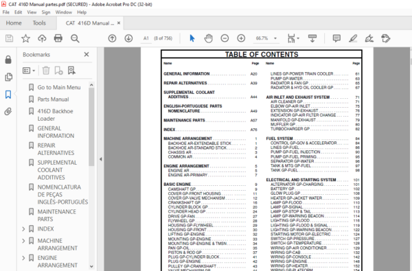 Cat 416D Backhoe Loader Parts Manual - PDF DOWNLOAD - HeyDownloads ...