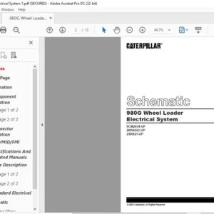 Cat 980G Wheel Loader Electrical System Schematic Manual  - PDF DOWNLOAD