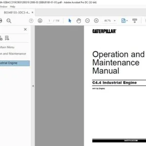 Cat C4.4 Industrial Engine Telehandler Operation & Maintenance Manual - PDF DOWNLOAD