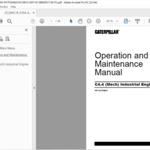 Cat C4.4 (Mech) Industrial Engine Telehandler Operation & Maintenance Manual - PDF DOWNLOAD