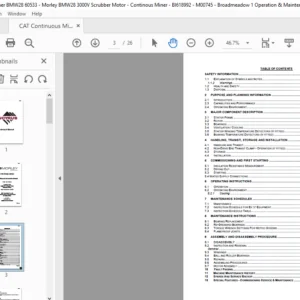 Cat Continuous Miner BMW28 37kW 3300V AC 3 Phase TEWC Operating & Instruction Manual - PDF DOWNLOAD