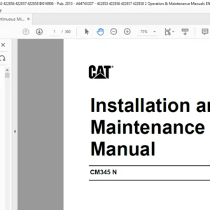 Cat Continuous Miner CM345 N Installation & Maintenance Manual - PDF DOWNLOAD
