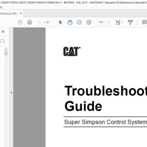 Cat Continuous Miner Super Simpson Control System Fault Codes Troubleshooting Manual - PDF DOWNLOAD