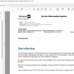 Cat D20D & D250D Articulated Trucks Hydraulic System Schematic Manual - PDF DOWNLOAD
