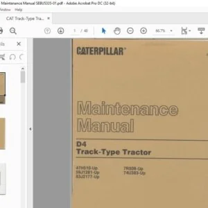 Cat D4D Track-Type Tractor Maintenance Manual - PDF DOWNLOAD