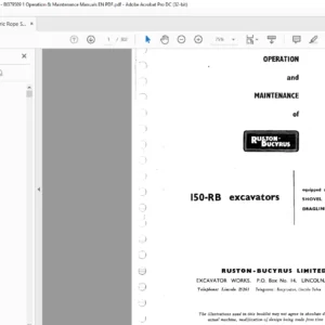 Cat Electric Role Shovel 150-RB Excavator Operation & Maintenance Manual - PDF DOWNLOAD