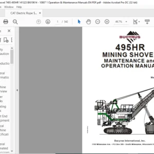 Cat Electric Role Shovel 495HR Mining Shovel Maintenance & Operation Manual - PDF DOWNLOAD