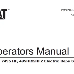 Cat Electric Rope Shove 7495 7495 HF 495HR2HF2 Electric Rope Shovel Operators Manual - PDF DOWNLOAD