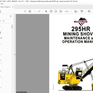 Cat Electric Rope Shovel 295HR Mining Shovel Maintenance And Operation Manual - PDF DOWNLOAD