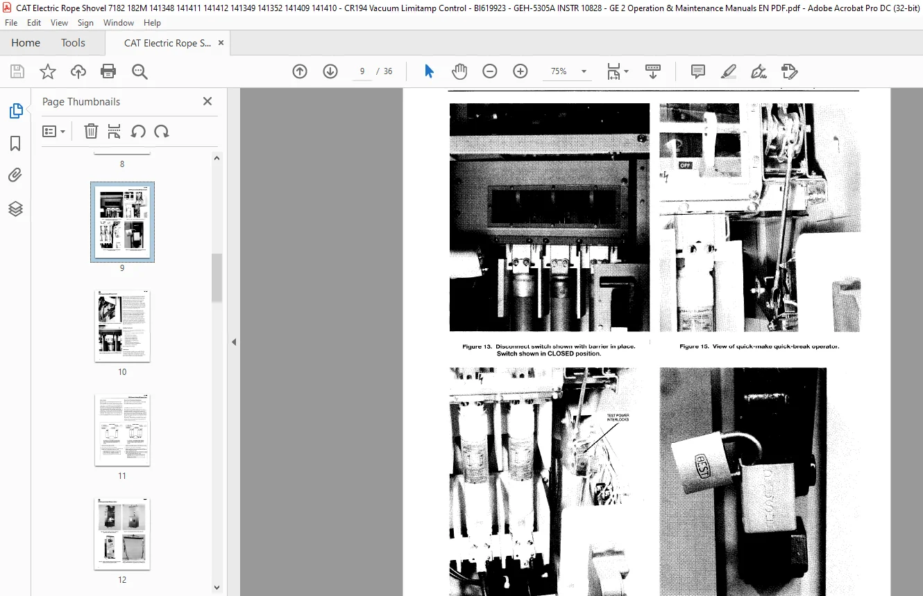 Cat Electric Rope Shovel CR194 Vacuum Limitamp 400 Ampere Control GEH-5305A Instructions Operation & Maintenance Manual - PDF DOWNLOAD - Image 6