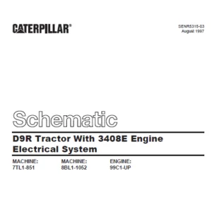 Cat Electrical D9R Tractor With 3408E Engine Electrical System Schematic Manual - PDF DOWNLOAD