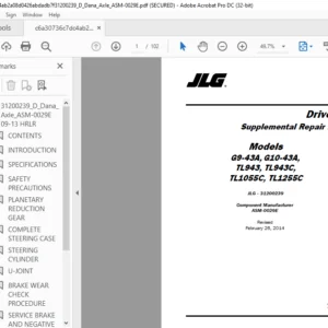 JLG G9-43A  G10-43A TL943 TL943C TL1055C TL1255C Supplemental Repair Manual - PDF DOWNLOAD