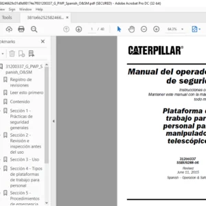 Cat Plataforma de trabajo para personal para manipuladortelescópico Manual del operador  - PDF DOWNLOAD (Spanish)