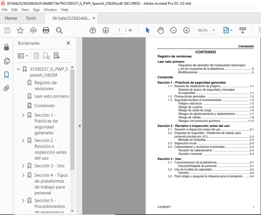 Cat Plataforma de trabajo para personal para manipuladortelescópico Manual del operador - PDF DOWNLOAD (Spanish) - Image 3