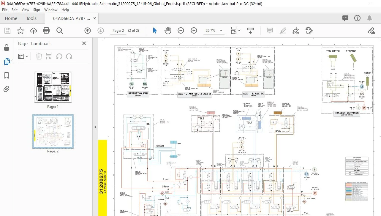 Cat TH220B & TH330B Telehandler Hydraulic System Schematic Manual - PDF DOWNLOAD - Image 3