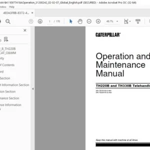 Cat TH220B & TH330B Telehandler Operation & Maintenance Manual - PDF DOWNLOAD