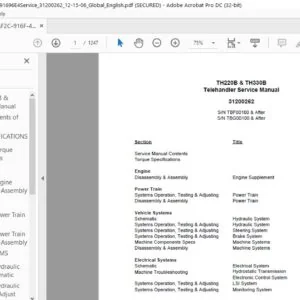 Cat TH220B & TH330B Telehandler Service Manual - PDF DOWNLOAD