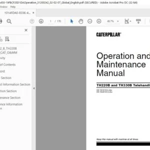 Cat TH220B & TH330B Telehandlers Operation & Maintenance Manual - PDF DOWNLOAD