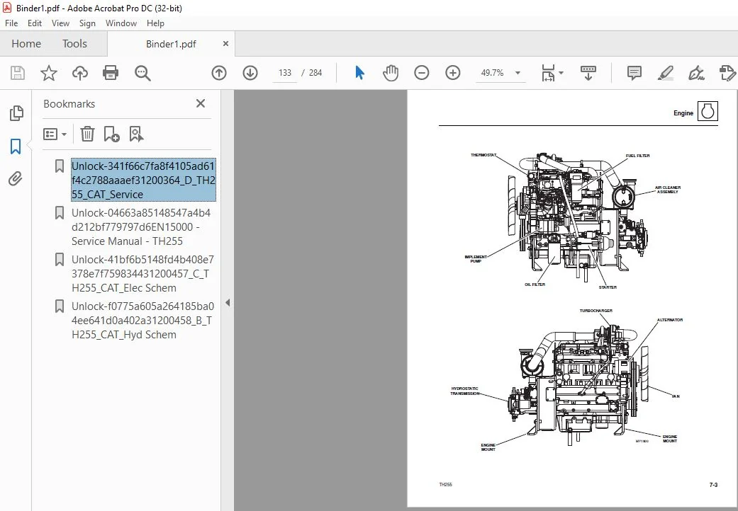 Cat TH255 Telehandler Service Manual - PDF DOWNLOAD - Image 7