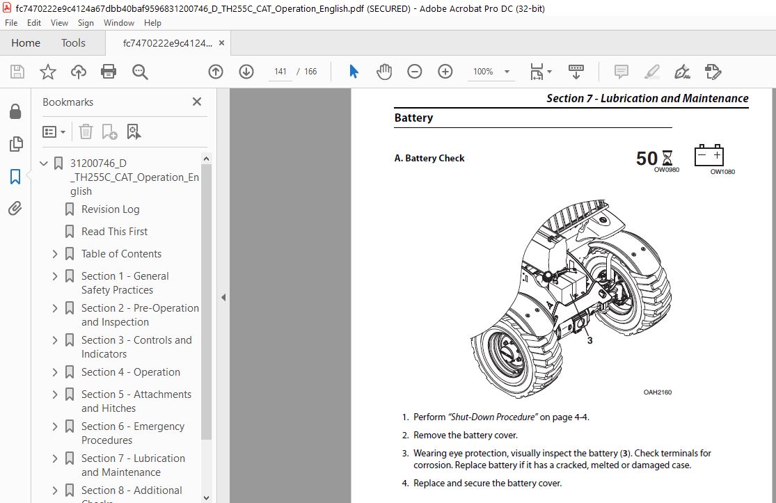 Cat TH255C Telehandler Operation & Maintenance Manual - PDF DOWNLOAD ...