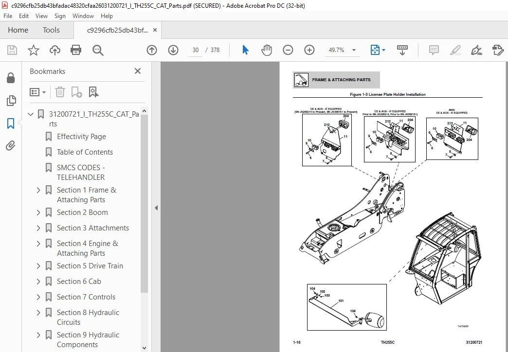 Cat TH255C Telehandler Parts Manual - PDF DOWNLOAD - Image 4