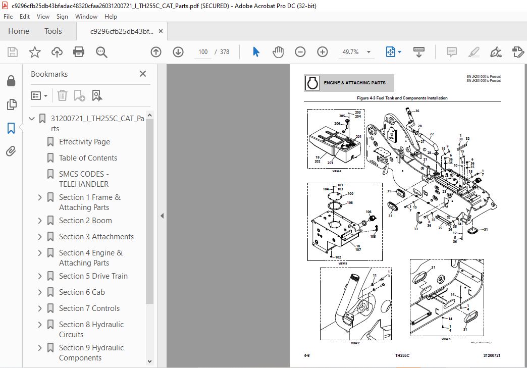 Cat TH255C Telehandler Parts Manual - PDF DOWNLOAD - HeyDownloads ...