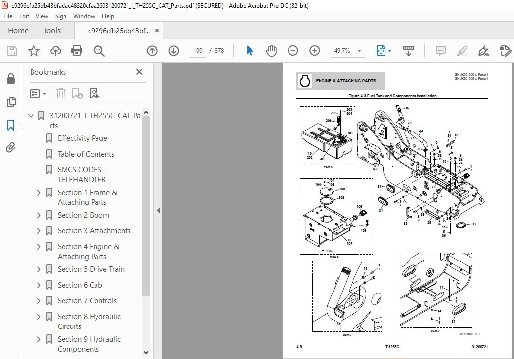 Cat TH255C Telehandler Parts Manual - PDF DOWNLOAD - Image 5