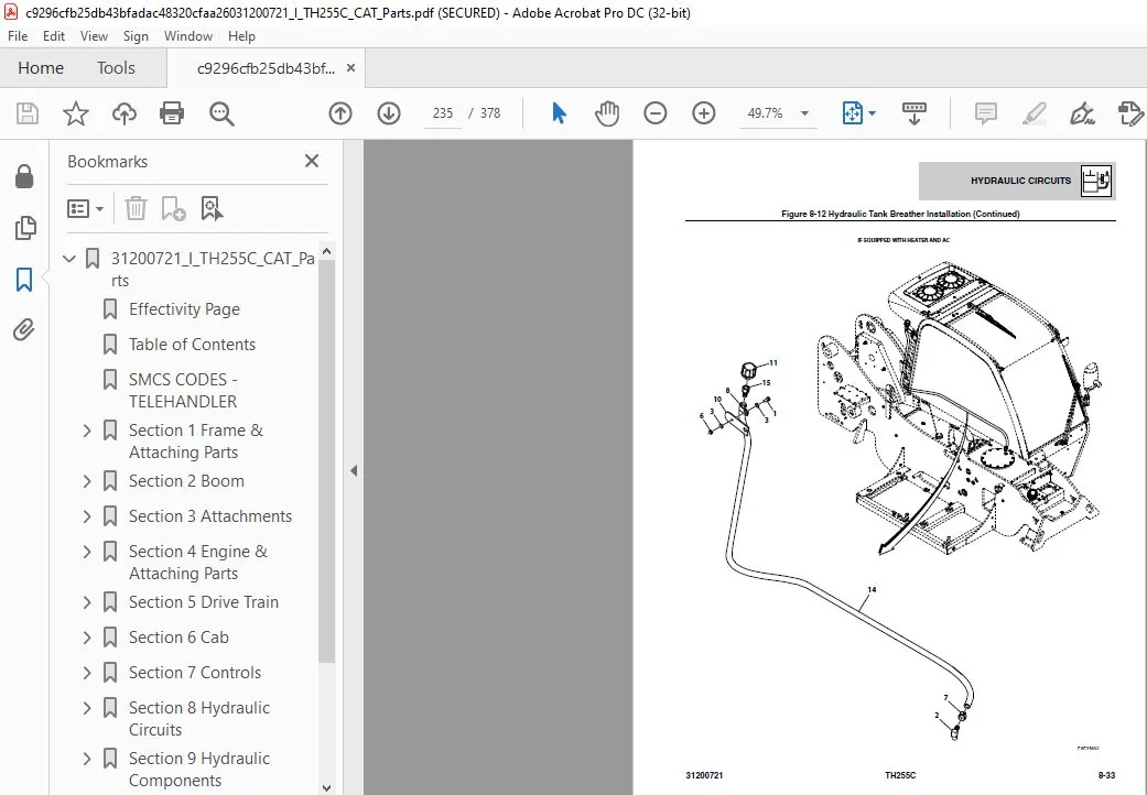 Cat TH255C Telehandler Parts Manual - PDF DOWNLOAD - Image 8