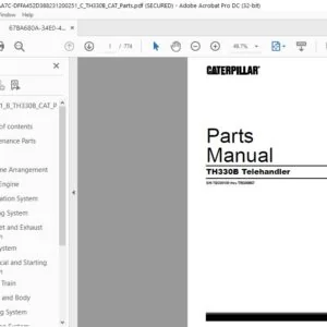 Cat TH330B Telehandler Parts Manual - PDF DOWNLOAD