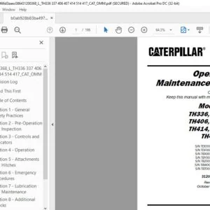 Cat TH336 TH337 TH406 TH407 TH414 TH514 TH417 Telehandler Operation & Maintenance Manual  - PDF  DOWNLOAD