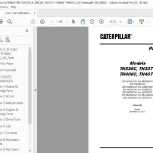 Cat TH336C TH337C TH406C TH407C  Parts Manual - PDF DOWNLOAD