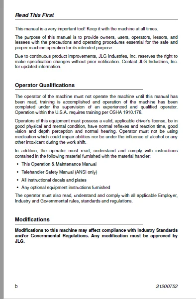 Cat TH336C TH337C TH406C TH407C TH414C TH514C TH417C Telehandler Operation & Maintenance Manual - PDF DOWNLOAD - Image 3