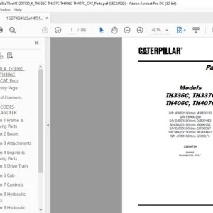 Cat TH336C TH337C TH406C TH407C Telehandler Parts Manual - PDF DOWNLOAD