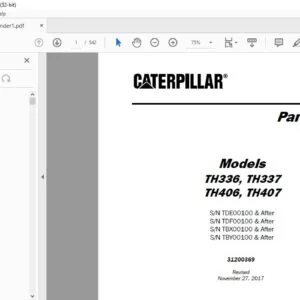 Cat TH336C TH337C TH406C TH407C Telehandler Parts Manual - PDF DOWNLOAD