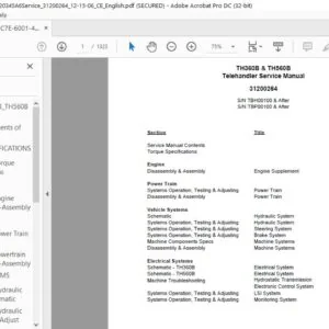 Cat TH360B & TH560B Telehandler Service Manual - PDF DOWNLOAD