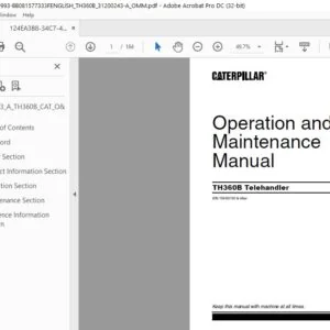 Cat TH360B Telehandler Operation & Maintenance Manual -PDF DOWNLOAD