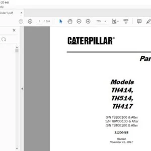 Cat TH414 TH514 TH417 Telehandler Parts Manual - PDF DOWNLOAD