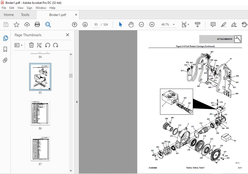 Cat TH414 TH514 TH417 Telehandler Parts Manual - PDF DOWNLOAD ...