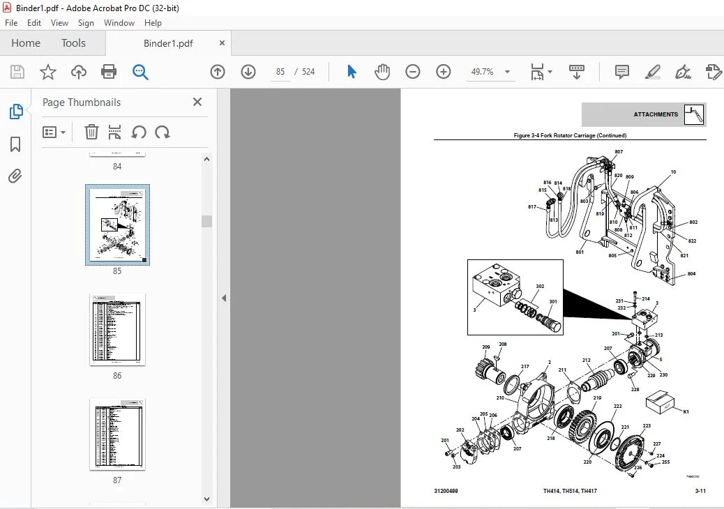 Cat TH414 TH514 TH417 Telehandler Parts Manual - PDF DOWNLOAD - Image 7