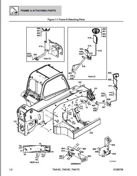 Cat TH414C TH514C TH417C Telehandler Parts Manual - PDF DOWNLOAD ...