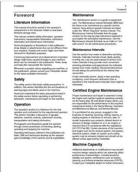 Cat TH560B Telehandler Operation & Maintenance Manual - PDF DOWNLOAD - Image 4