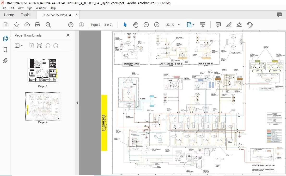 Cat TH580B Telehandler Hydraulic System Schematic Manual - PDF DOWNLOAD - Image 3