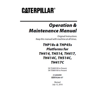 Cat THP18s & THP45s Platforms forTH414 TH514 TH417 TH414C TH514C TH417C Operation & Maintenance Manual - PDF DOWNLOAD